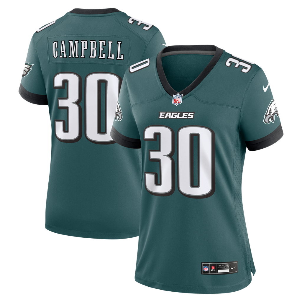 Women's Nike Philadelphia Eagles Jihaad Campbell Midnight Green Team Game NFL Jersey