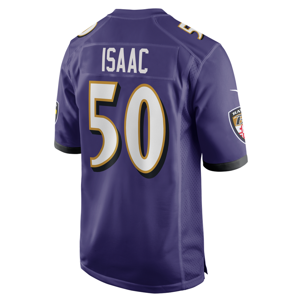 Men's Nike Baltimore Ravens Adisa Isaac Purple Team Game NFL Jersey