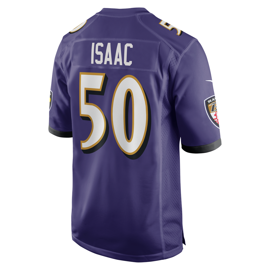 Men's Nike Baltimore Ravens Adisa Isaac Purple Team Game NFL Jersey