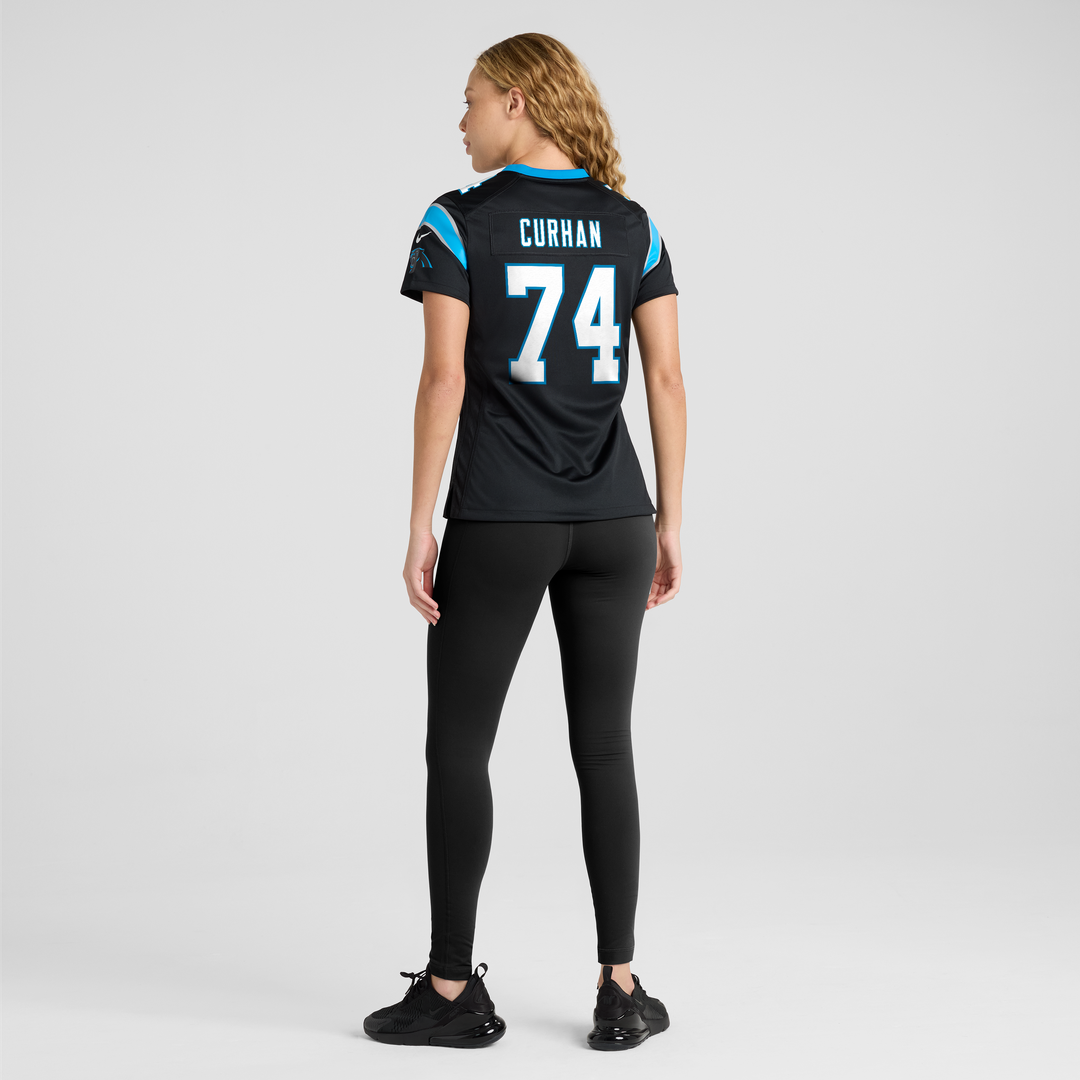 Women's Nike Carolina Panthers Jake Curhan Black Team Game NFL Jersey