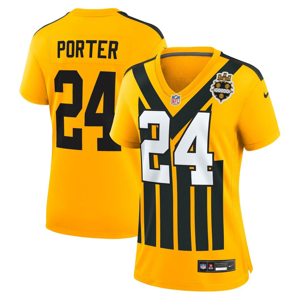 Women's Nike Pittsburgh Steelers Joey Porter Jr. Gold Alternate 1933 Throwback Game NFL Jersey