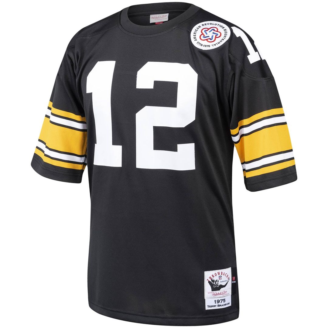 Men's Mitchell & Ness Pittsburgh Steelers Terry Bradshaw Black Authentic Throwback Retired Player NFL Jersey