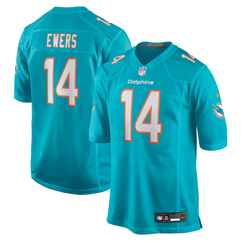 Men's Nike Miami Dolphins Quinn Ewers Aqua Team Game NFL Jersey