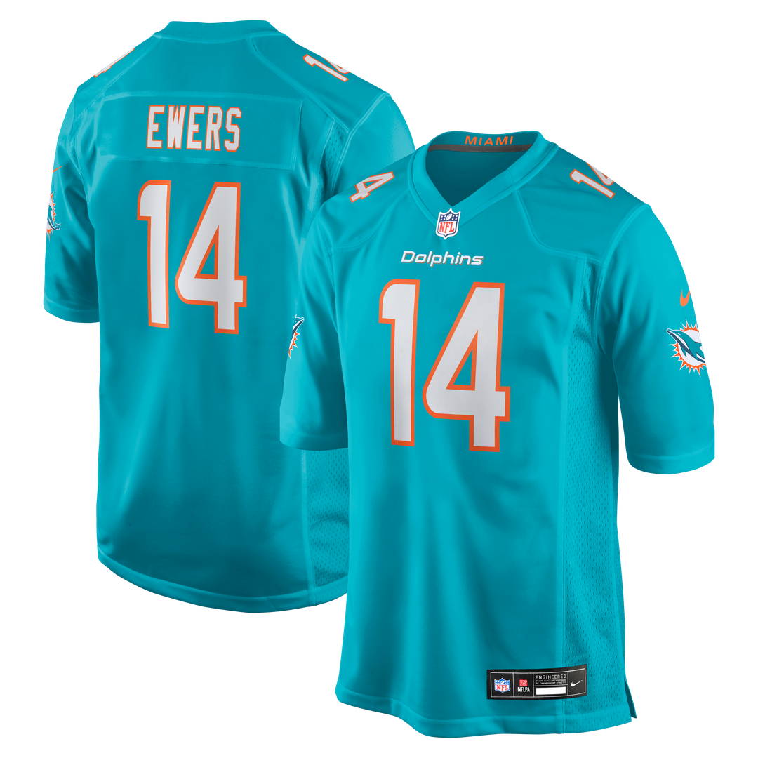 Men's Nike Miami Dolphins Quinn Ewers Aqua Team Game NFL Jersey