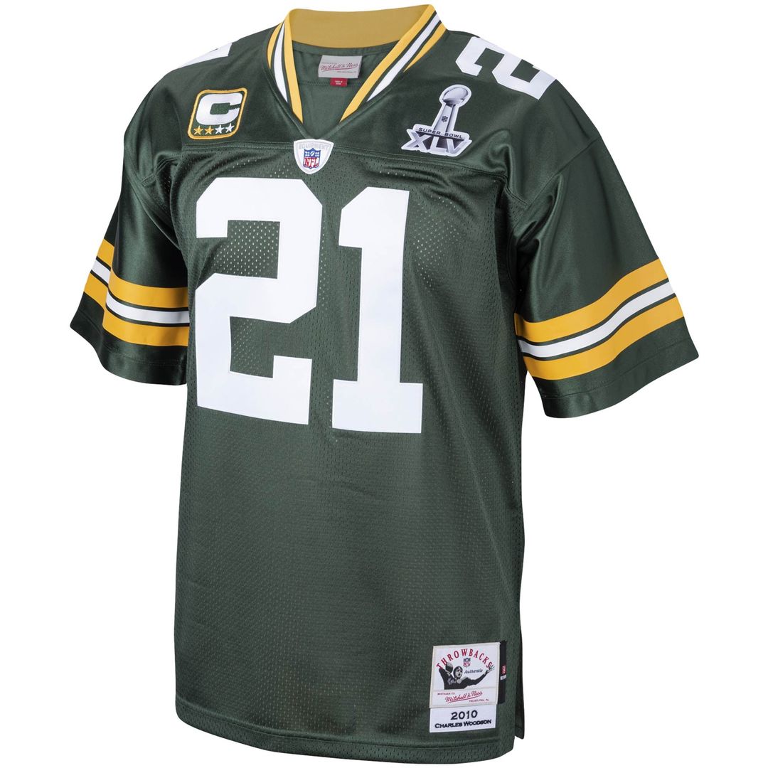 Men's Mitchell & Ness Green Bay Packers Charles Woodson Green 2010 Authentic Throwback Retired Player NFL Jersey