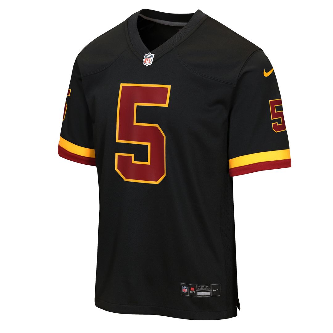 Youth Nike Washington Commanders Jayden Daniels Black Hail Raiser Alternate Game NFL Jersey