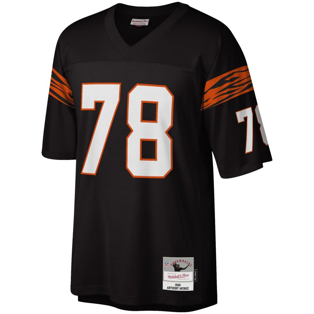 Men's Mitchell & Ness Cincinnati Bengals Anthony Muñoz Black Legacy Replica NFL Jersey