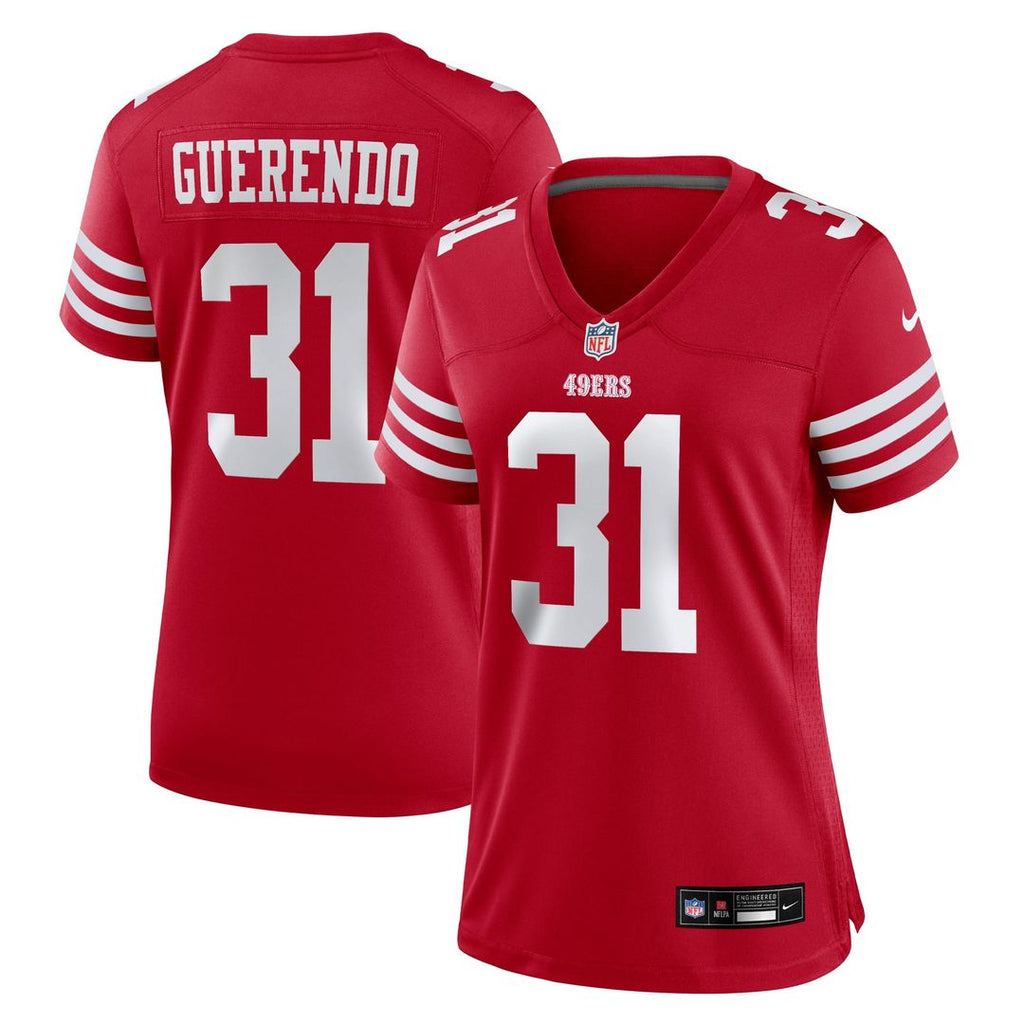 Women's Nike San Francisco 49ers Isaac Guerendo Scarlet Team Game NFL Jersey