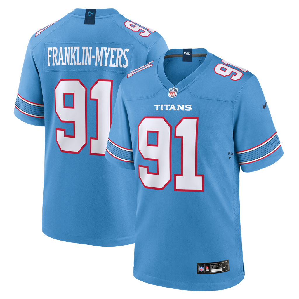 Men's Nike Tennessee Titans John Franklin-Myers Light Blue Team Game NFL Jersey