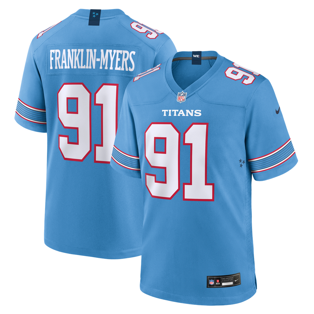 Men's Nike Tennessee Titans John Franklin-Myers Light Blue Team Game NFL Jersey