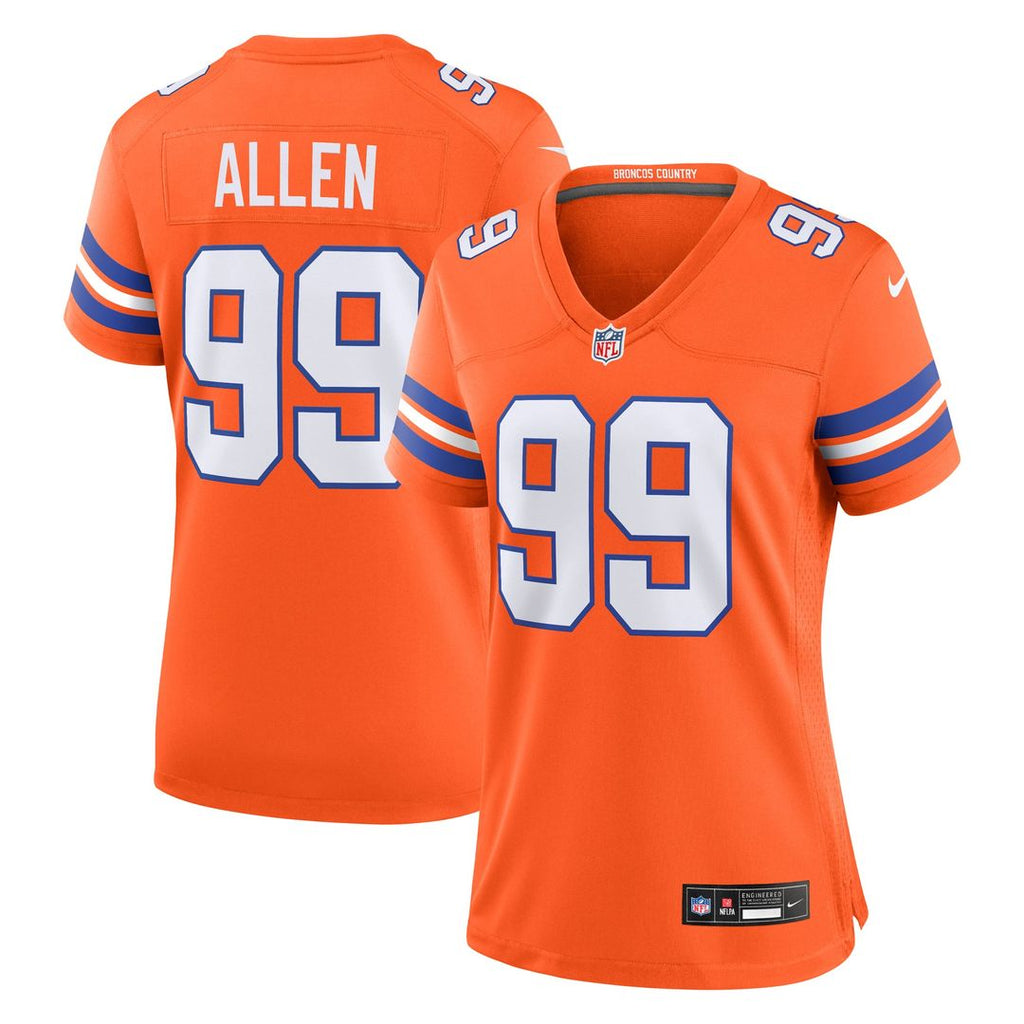Women's Nike Denver Broncos Zach Allen Orange Mile High Collection 1977 Throwback Player Game NFL Jersey