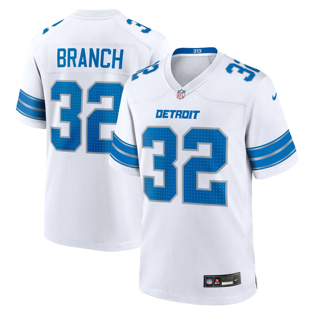 Men's Nike Detroit Lions Brian Branch White Game NFL Jersey