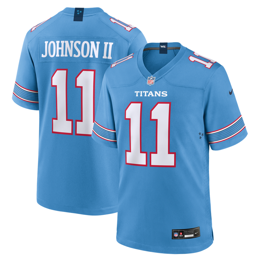 Men's Nike Tennessee Titans Jermaine Johnson II Light Blue Team Game NFL Jersey