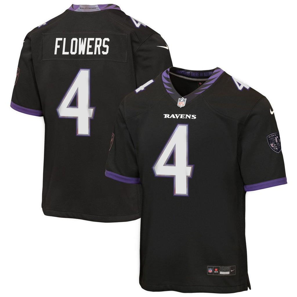 Youth Nike Baltimore Ravens Zay Flowers Black Alternate Game NFL Jersey