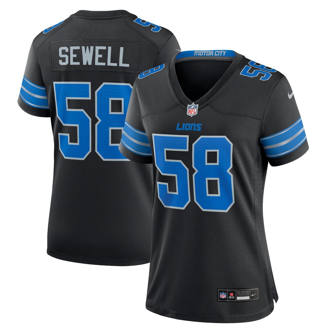 Women's Nike Detroit Lions Penei Sewell Black 2nd Alternate Game NFL Jersey
