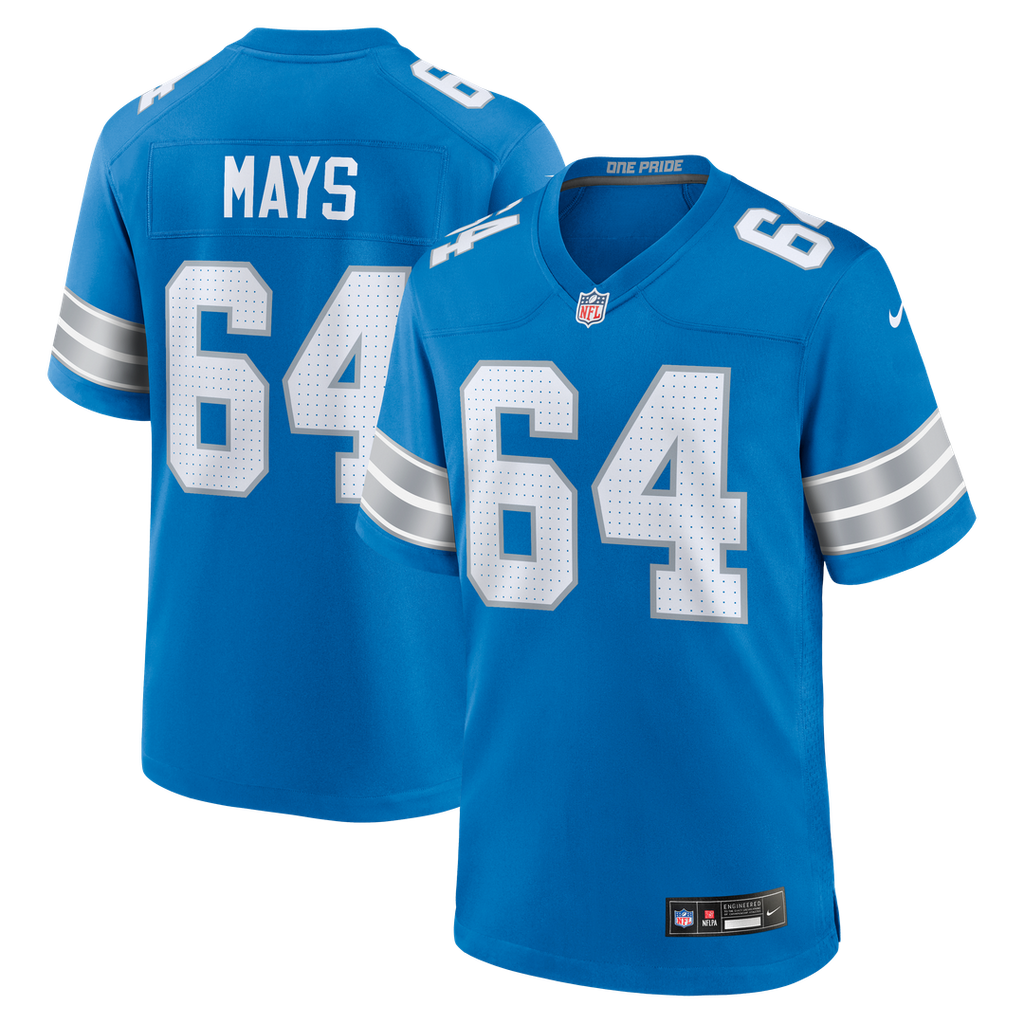 Men's Nike Detroit Lions Cade Mays Blue Team Game NFL Jersey