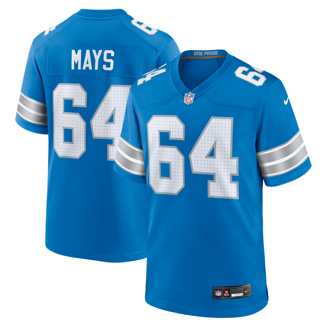 Men's Nike Detroit Lions Cade Mays Blue Team Game NFL Jersey