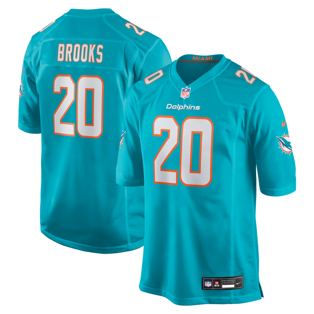 Men's Nike Miami Dolphins Jordyn Brooks Aqua Game NFL Jersey