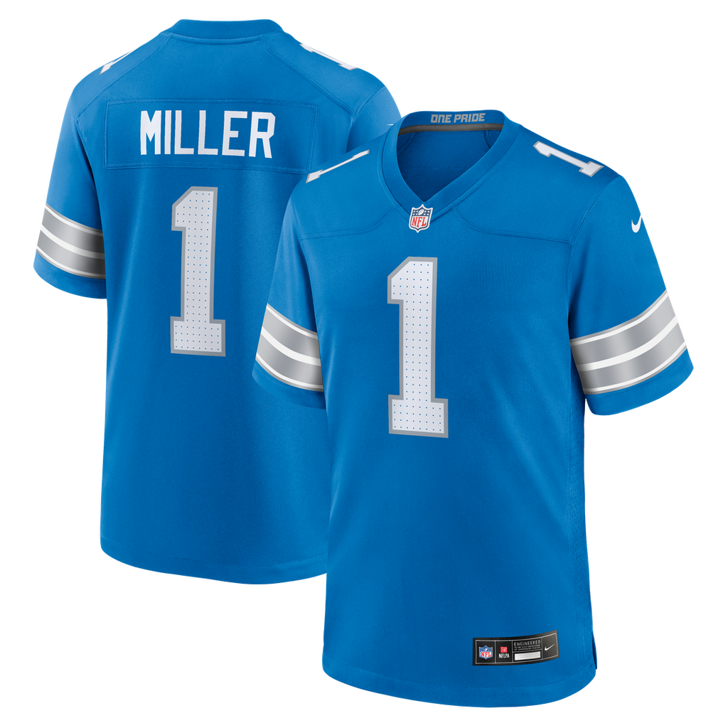 Men's Nike Detroit Lions Blake Miller Blue 2026 NFL Draft First Round Pick No. 17 Team Game NFL Jersey