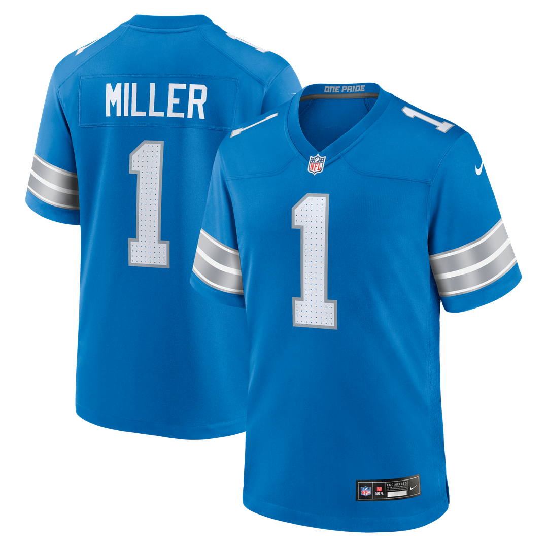 Men's Nike Detroit Lions Blake Miller Blue 2026 NFL Draft First Round Pick No. 17 Team Game NFL Jersey