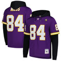 Men's Mitchell & Ness Minnesota Vikings Randy Moss Purple Player Name & Number Hoodie Legacy NFL Jersey