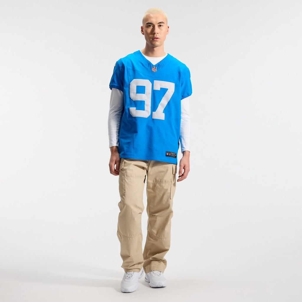 Men's Nike Detroit Lions Aidan Hutchinson Blue Alternate Vapor F.U.S.E. Elite NFL Jersey