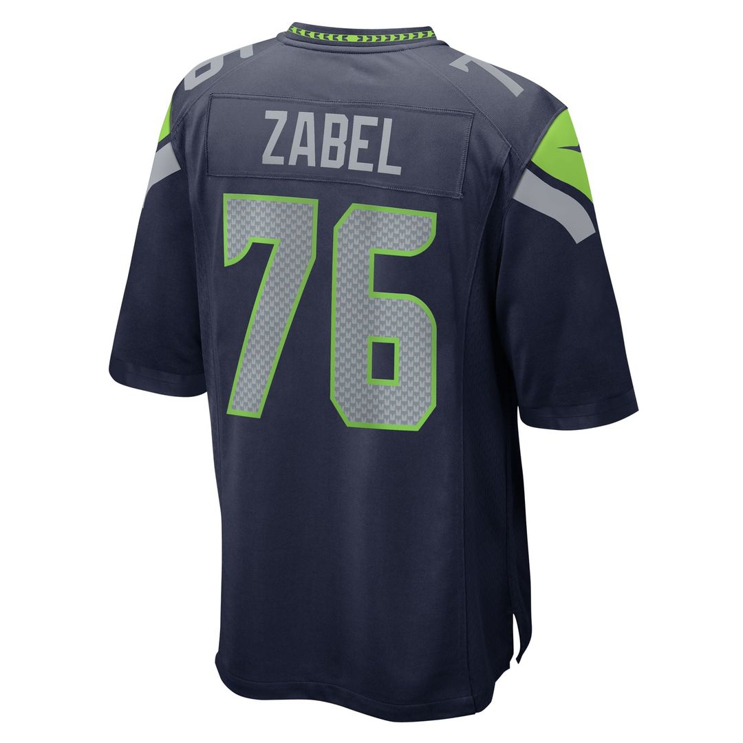 Men's Nike Seattle Seahawks Grey Zabel College Navy Team Game NFL Jersey