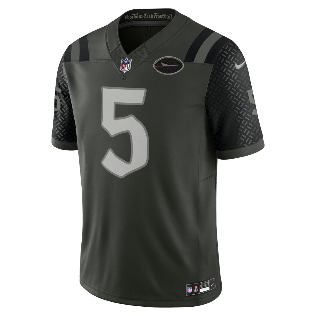 Men's Nike New York Jets Garrett Wilson Gotham Green 2025 Rivalries Collection Stitched Limited NFL Jersey