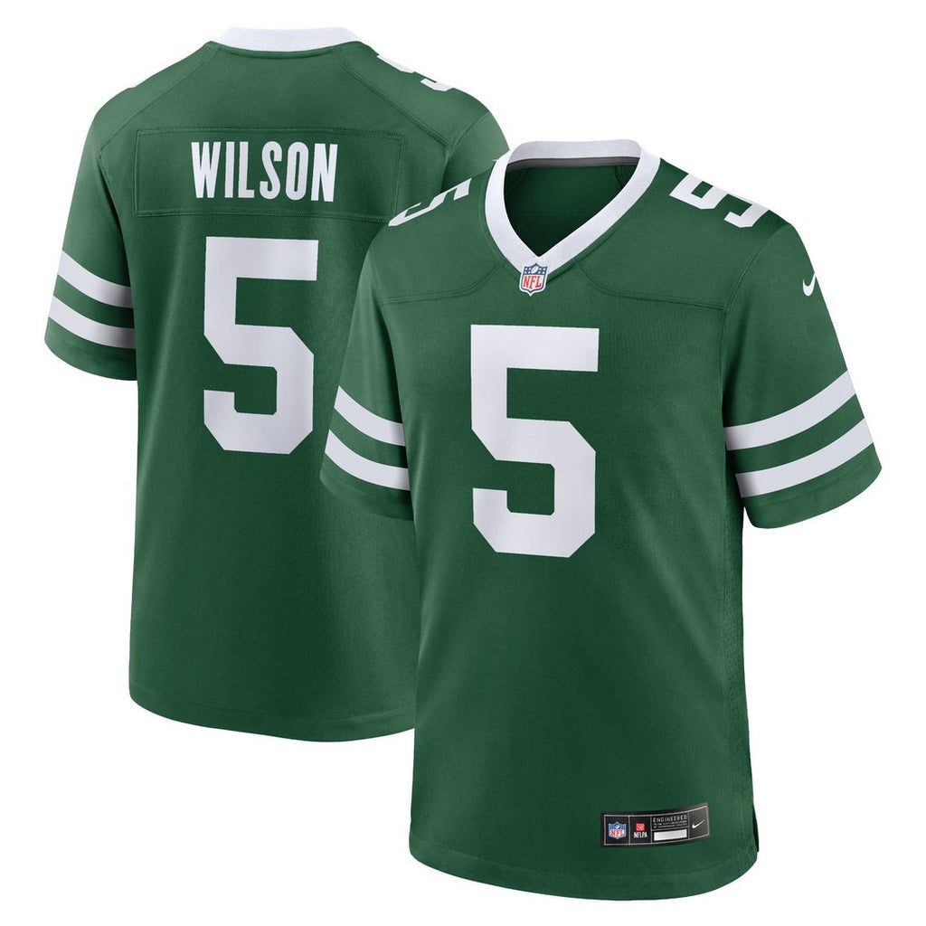 Men's Nike New York Jets Garrett Wilson Legacy Green Game NFL Jersey
