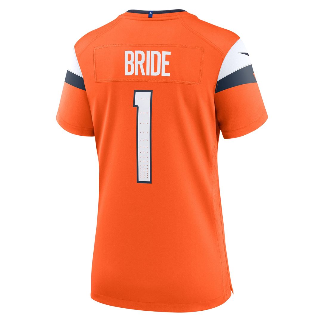 Women's Nike Denver Broncos Number 1 Bride Orange Game NFL Jersey