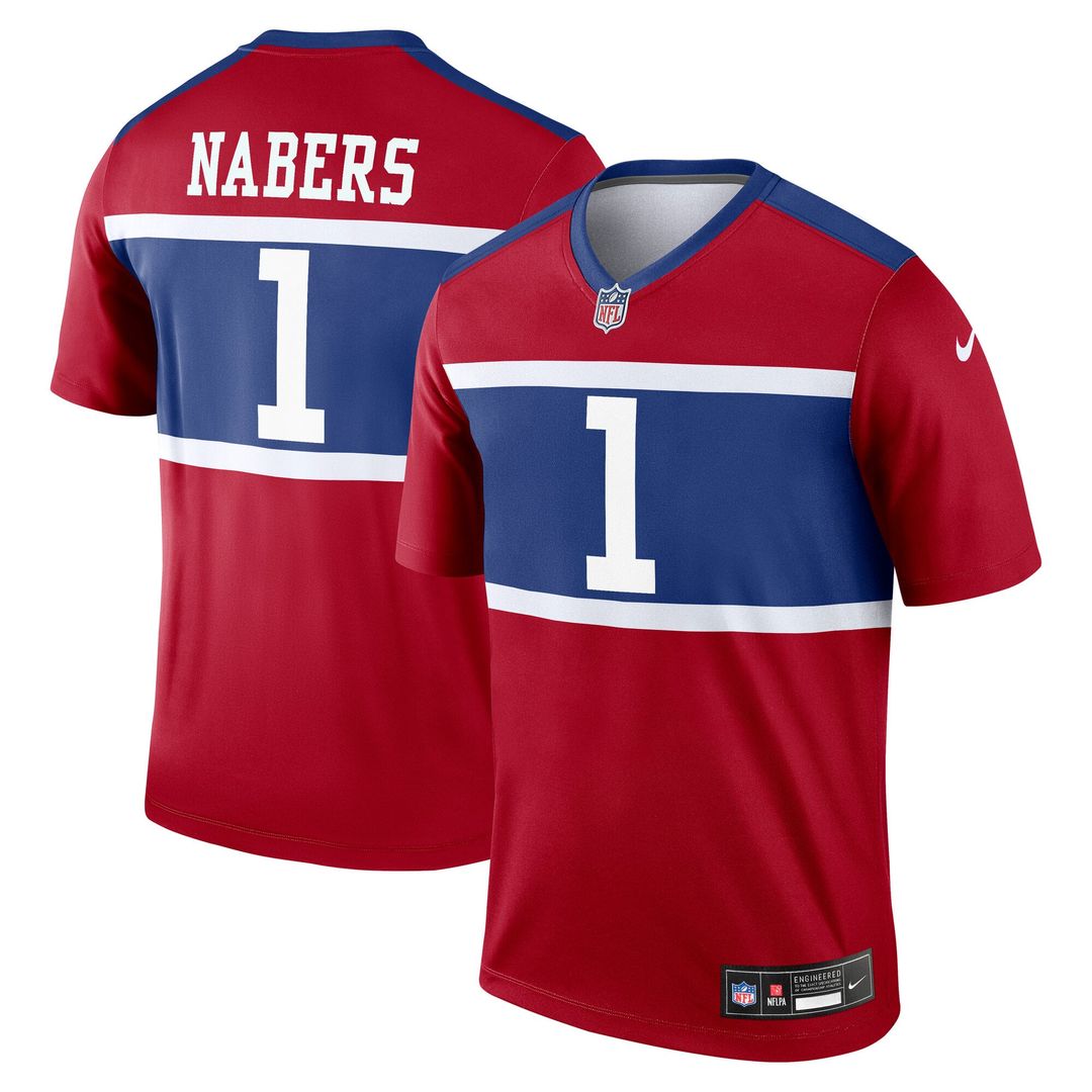 Men's Nike New York Giants Malik Nabers Red Legend Player NFL Performance Top
