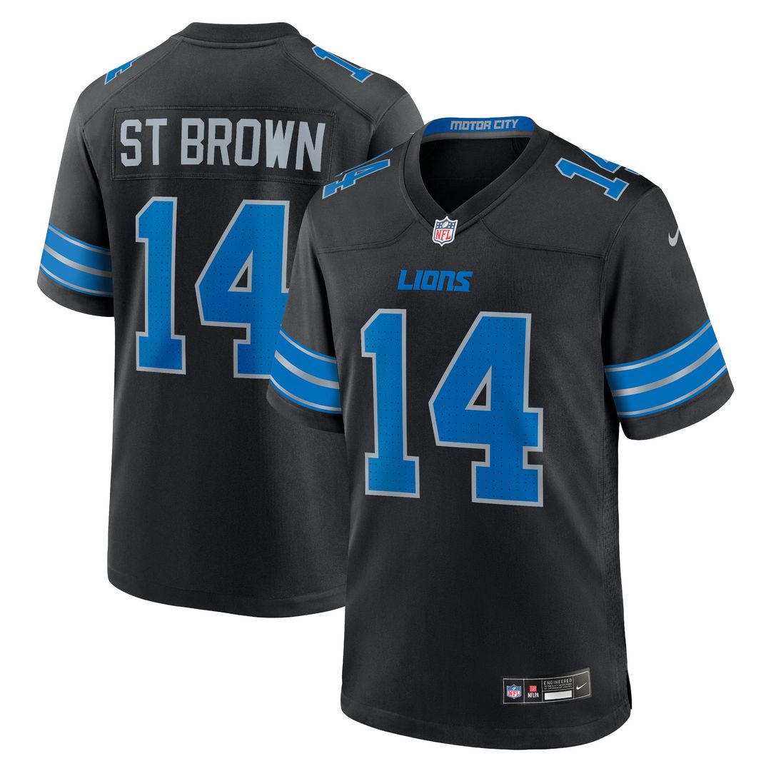 Men's Nike Detroit Lions Amon-Ra St. Brown Black 2nd Alternate Game NFL Jersey