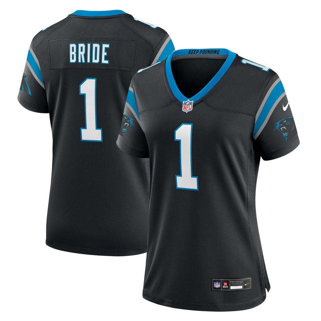 Women's Nike Carolina Panthers Number 1 Bride Black Game NFL Jersey