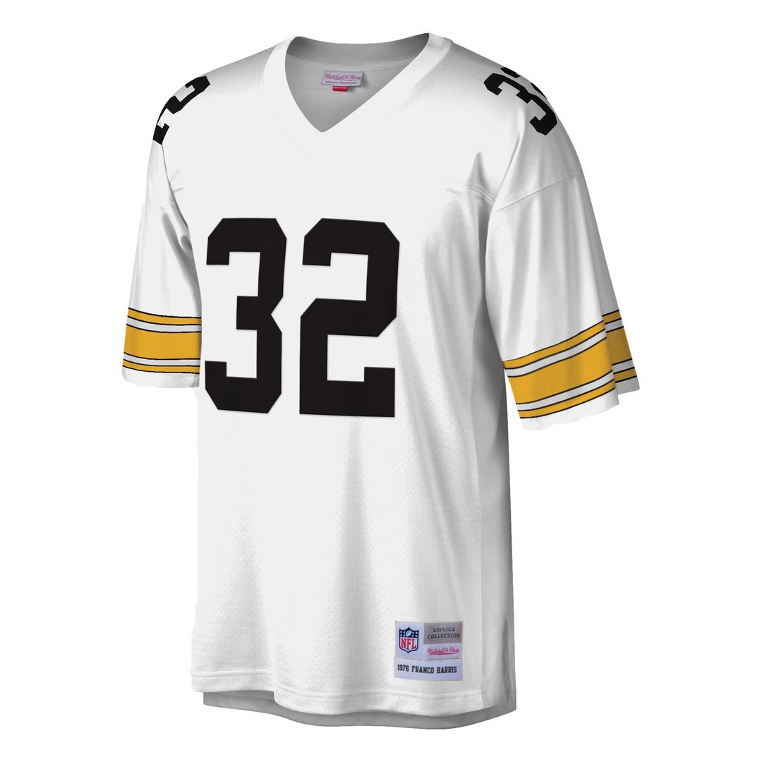 Men's Mitchell & Ness Pittsburgh Steelers Franco Harris White Legacy Replica NFL Jersey