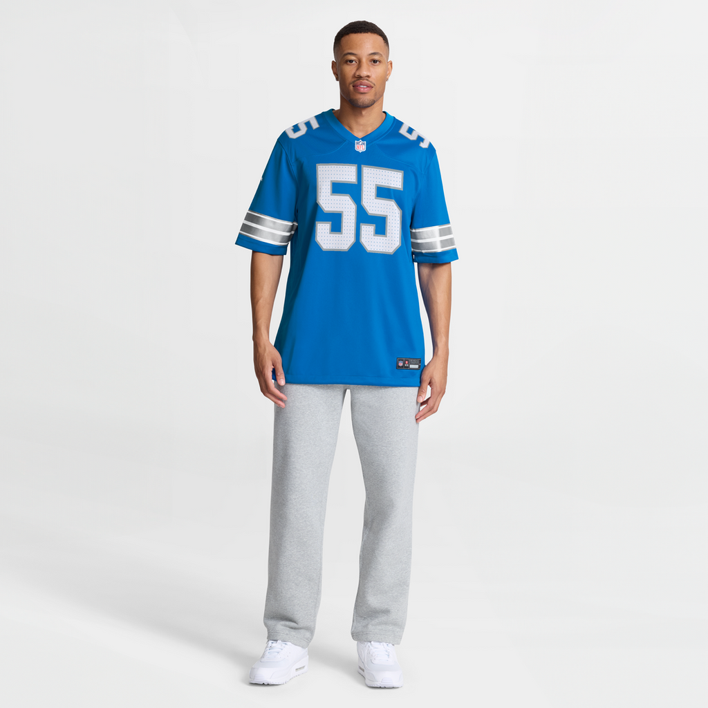 Men's Nike Detroit Lions Derrick Barnes Blue Team Game NFL Jersey