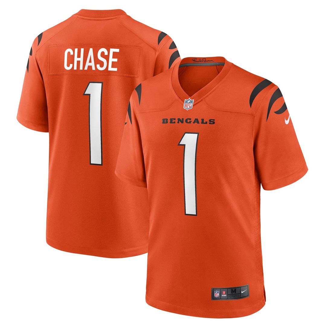 Men's Nike Cincinnati Bengals Ja'Marr Chase Orange Alternate Game NFL Jersey