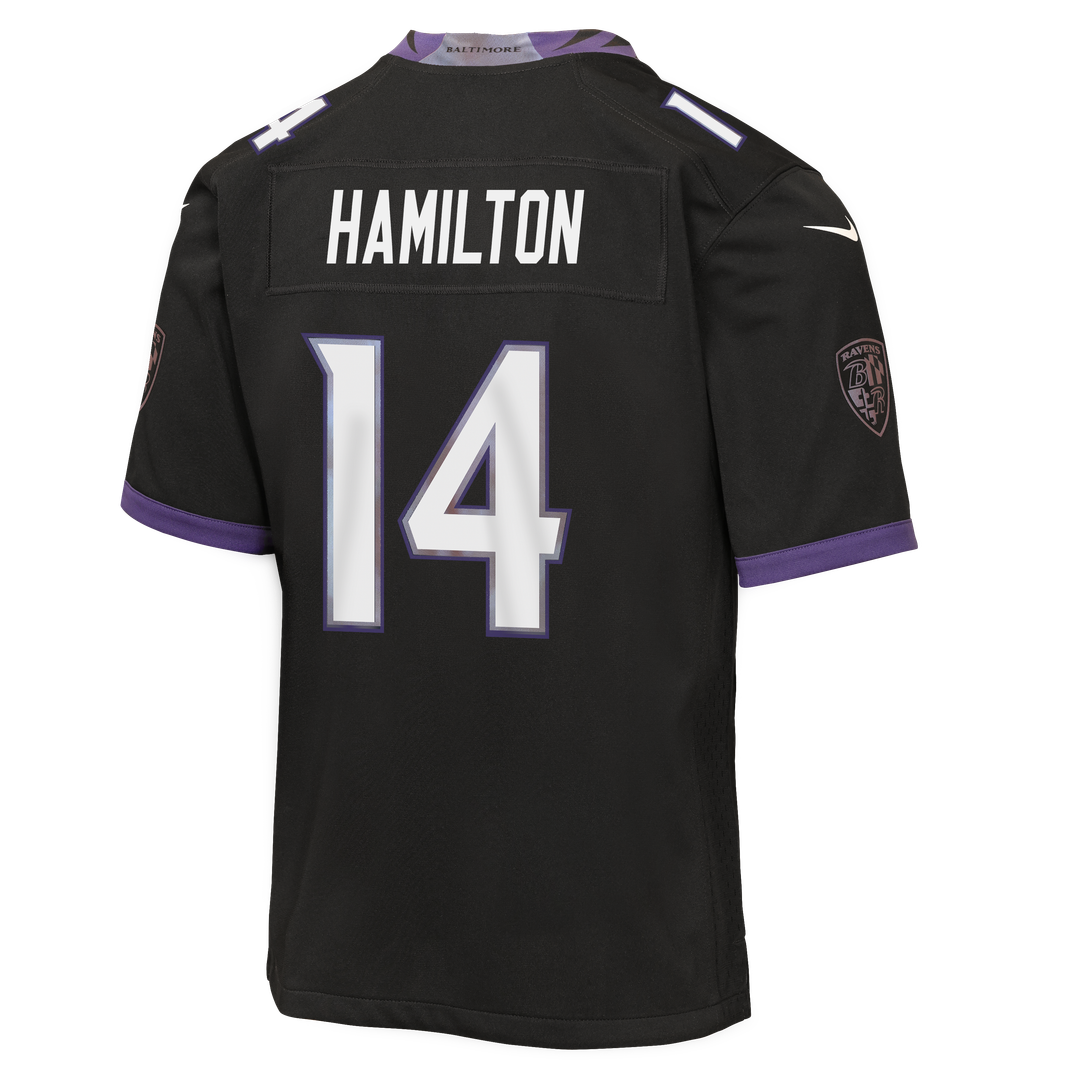 Youth Nike Baltimore Ravens Kyle Hamilton Black Alternate Game NFL Jersey