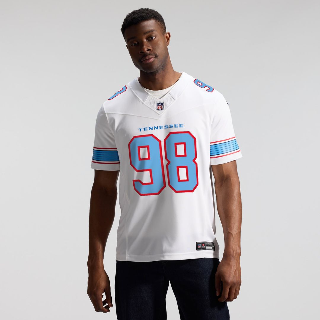 Men's Nike Tennessee Titans Jeffery Simmons Light Blue Vapor F.U.S.E. Sewn Down Limited NFL Jersey