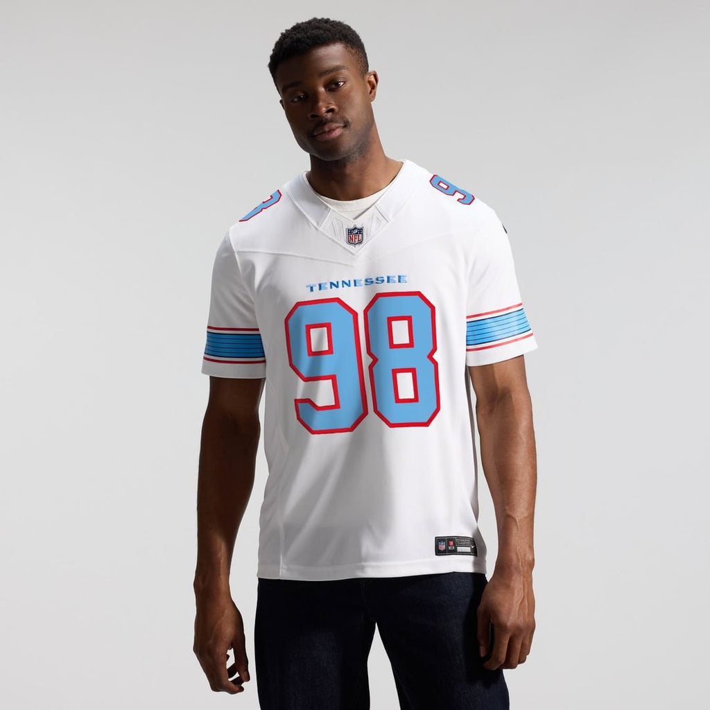 Men's Nike Tennessee Titans Jeffery Simmons White Vapor F.U.S.E. Stitched Limited NFL Jersey