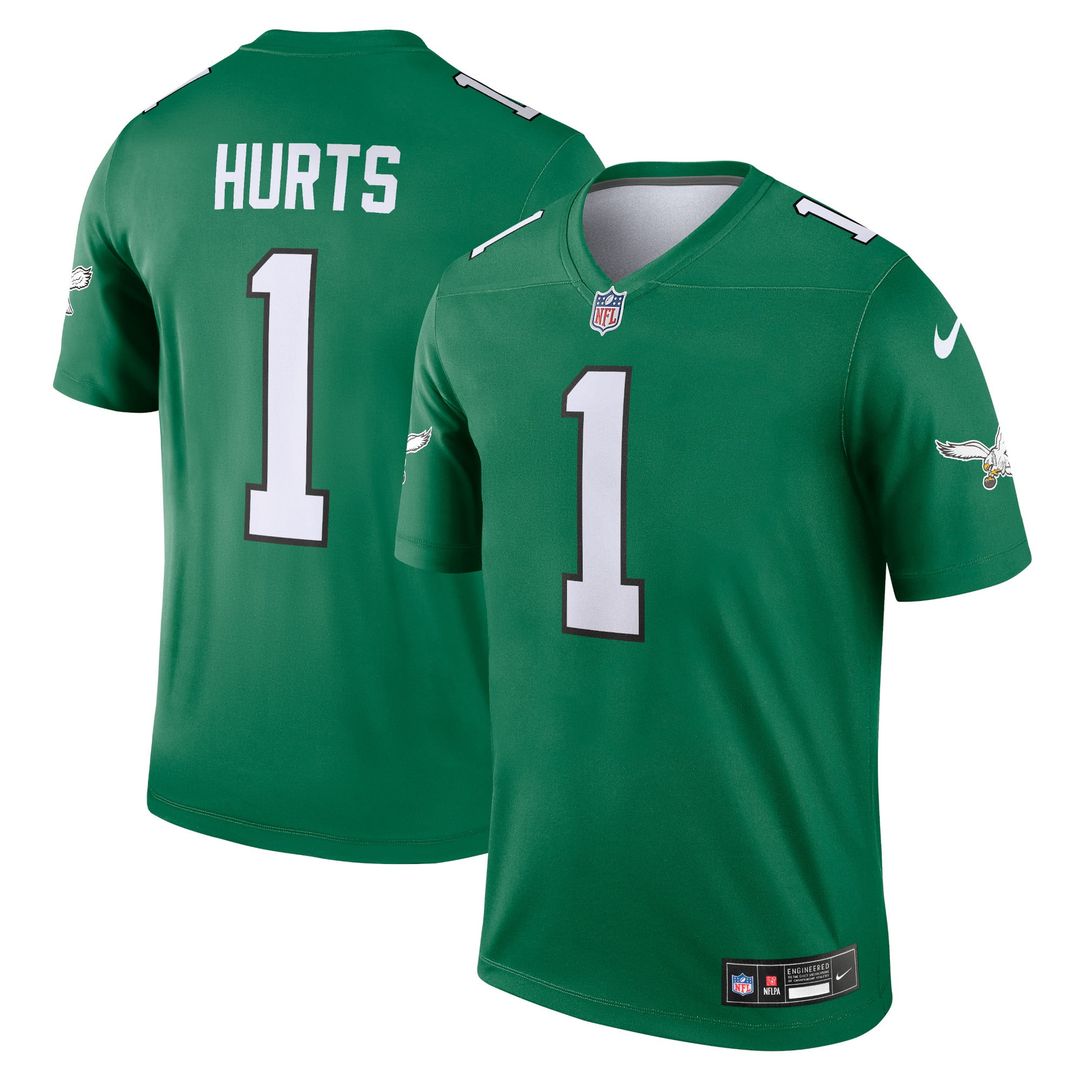 Men's Nike Philadelphia Eagles Jalen Hurts Green Legend Player NFL Performance Top