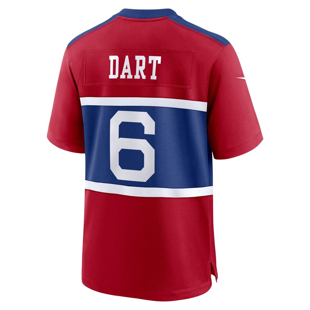 Men's Nike New York Giants Jaxson Dart Red Alternate Century Game NFL Jersey