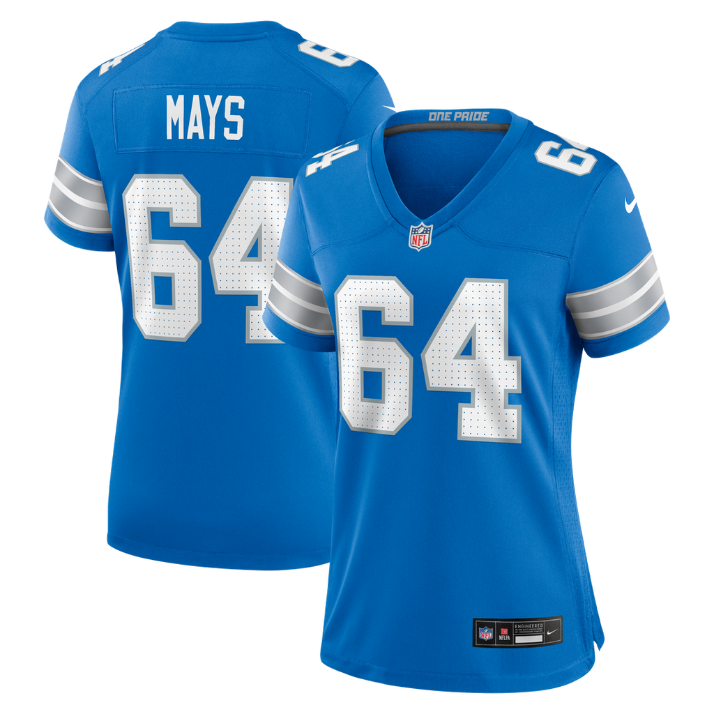 Women's Nike Detroit Lions Cade Mays Blue Team Game NFL Jersey