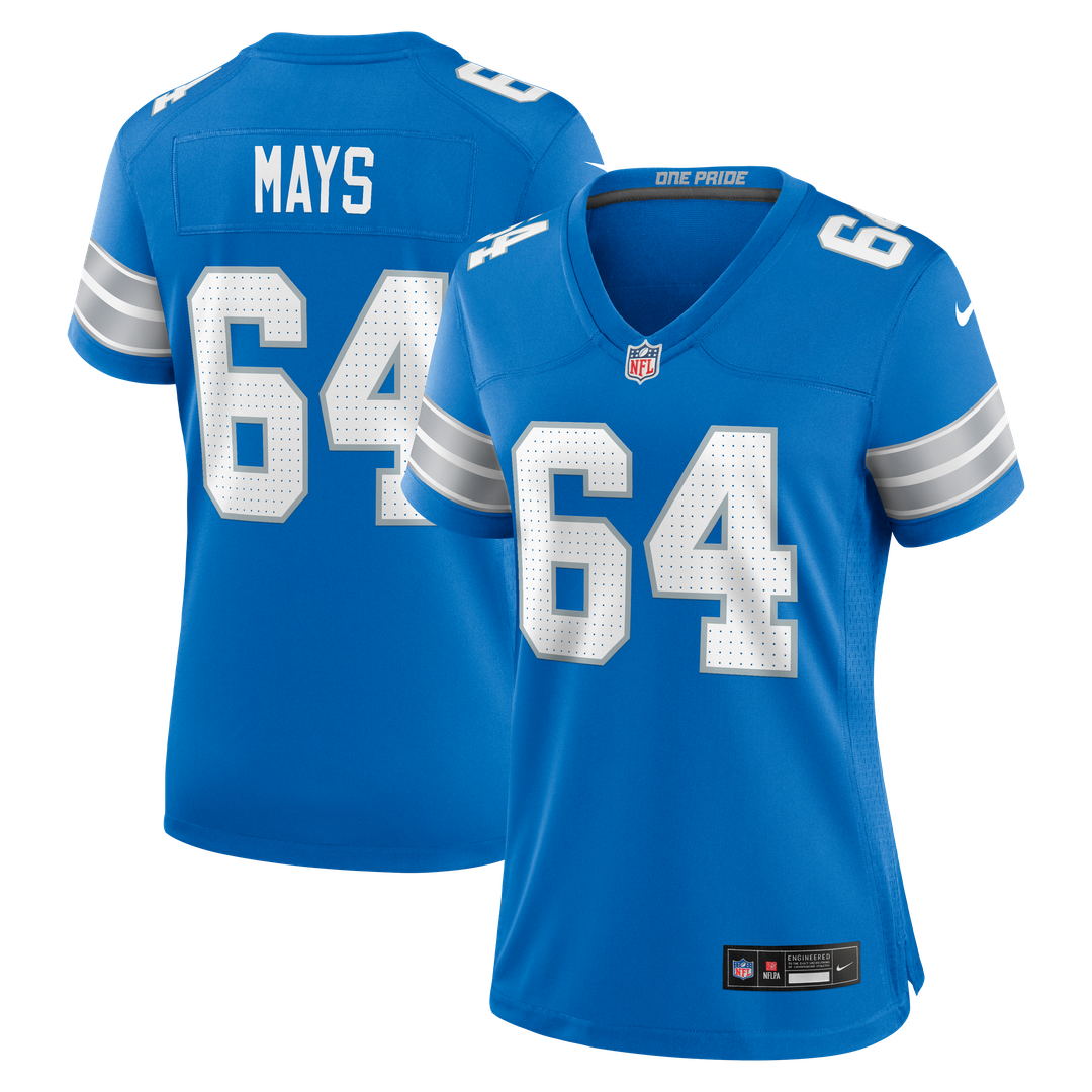 Women's Nike Detroit Lions Cade Mays Blue Team Game NFL Jersey