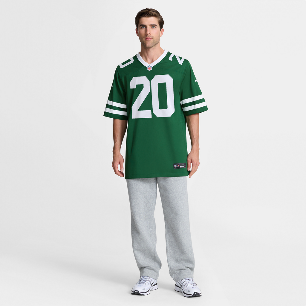 Men's Nike New York Jets Breece Hall Legacy Green Game NFL Jersey
