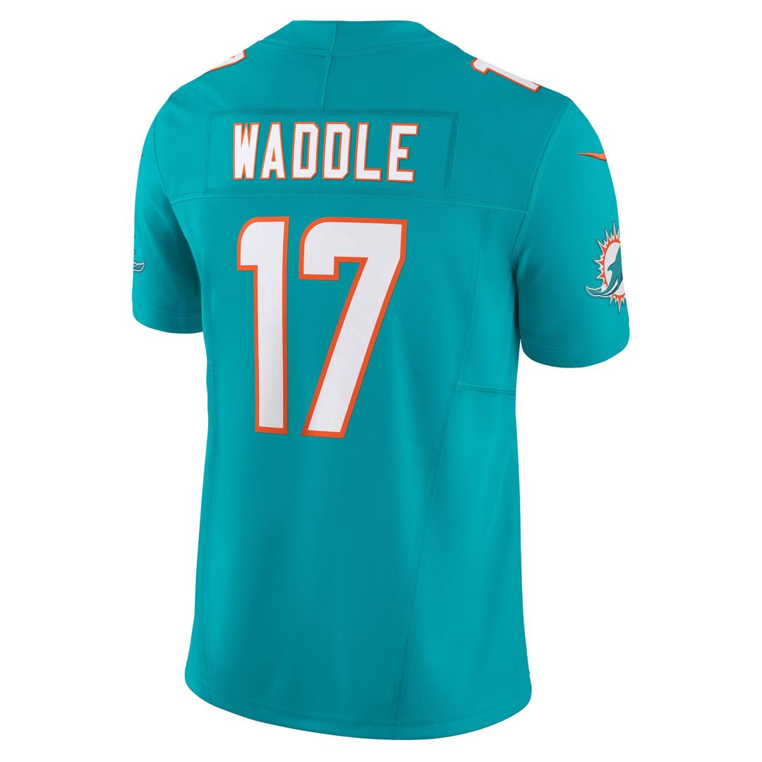 Men's Nike Miami Dolphins Jaylen Waddle Aqua Vapor F.U.S.E. Limited NFL Jersey