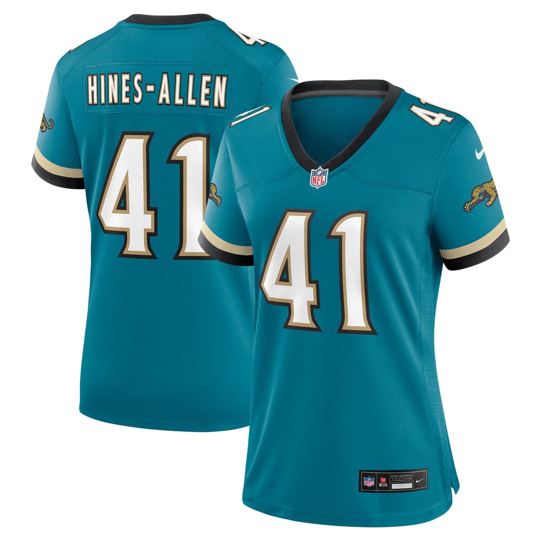 Women's Nike Jacksonville Jaguars Josh Hines-Allen Teal Prowler Throwback Game NFL Jersey