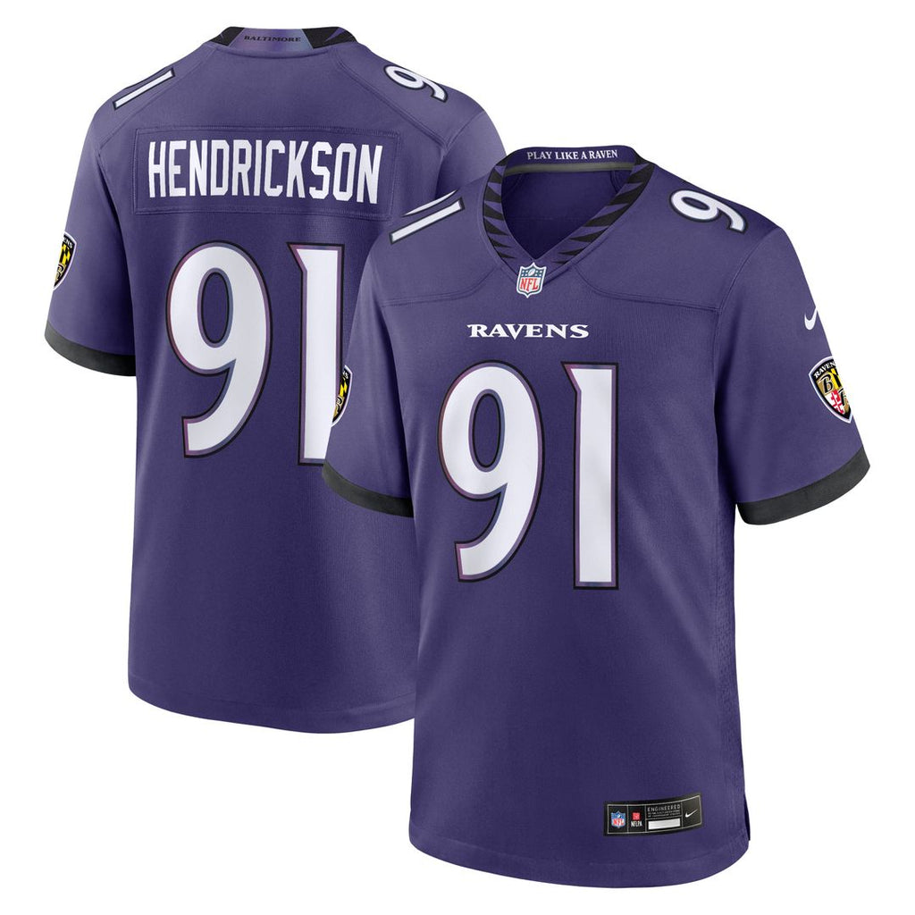Men's Nike Baltimore Ravens Trey Hendrickson Purple Team Game NFL Jersey
