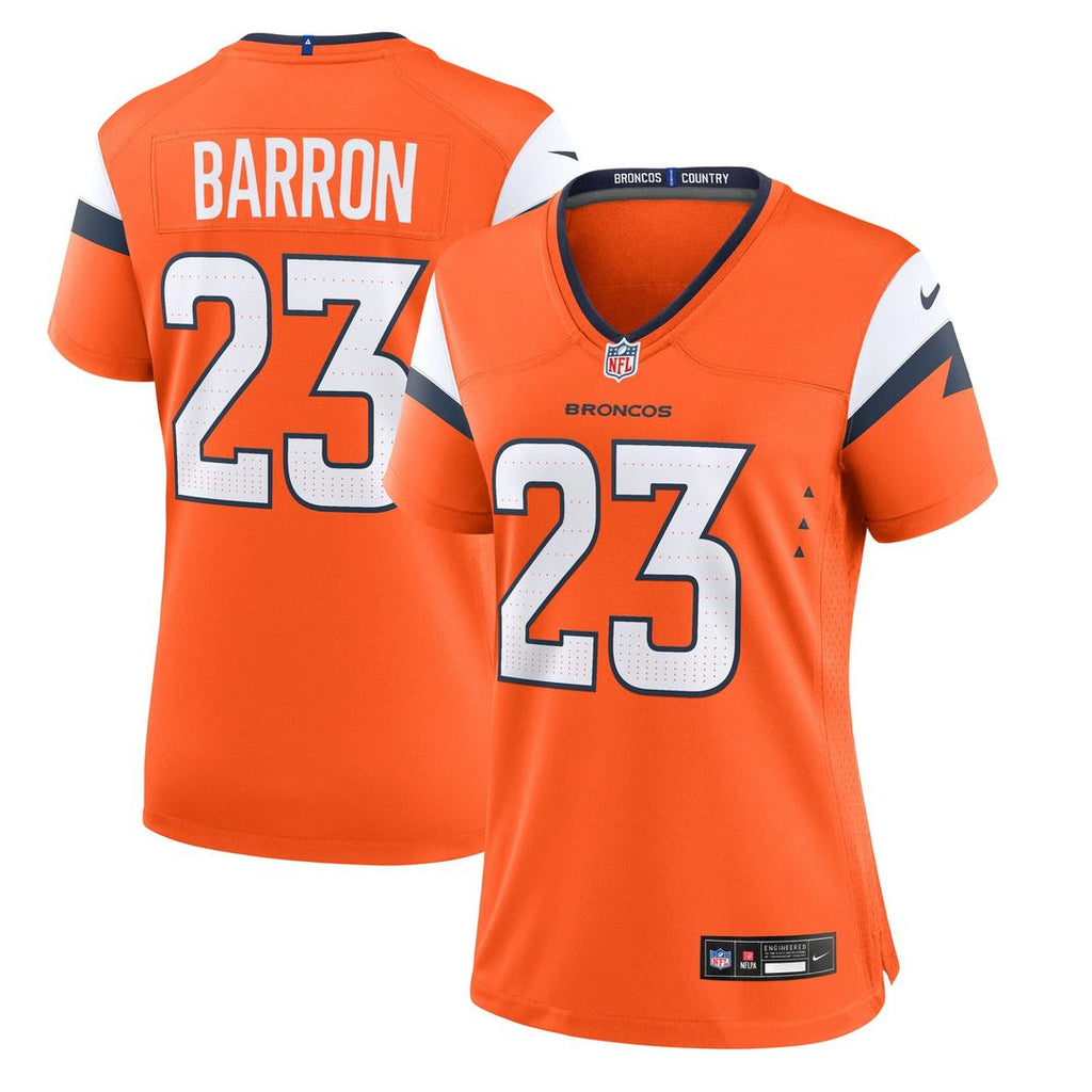 Women's Nike Denver Broncos Jahdae Barron Orange Team Game NFL Jersey