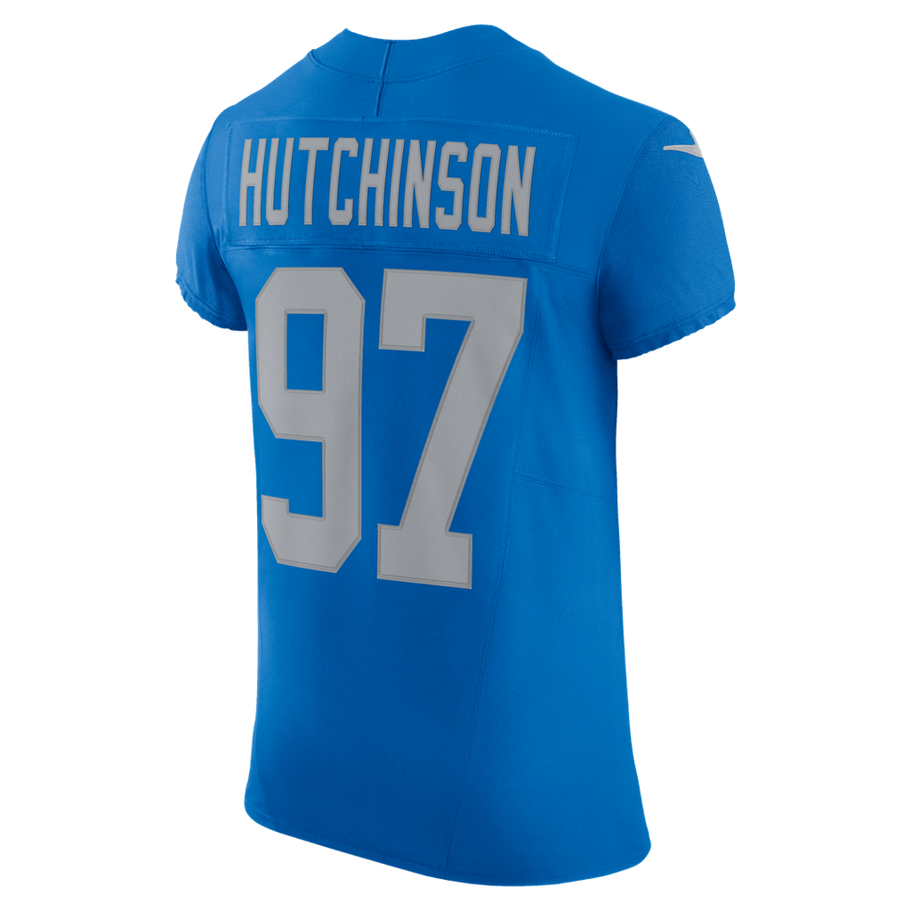 Men's Nike Detroit Lions Aidan Hutchinson Blue Alternate Vapor F.U.S.E. Elite NFL Jersey