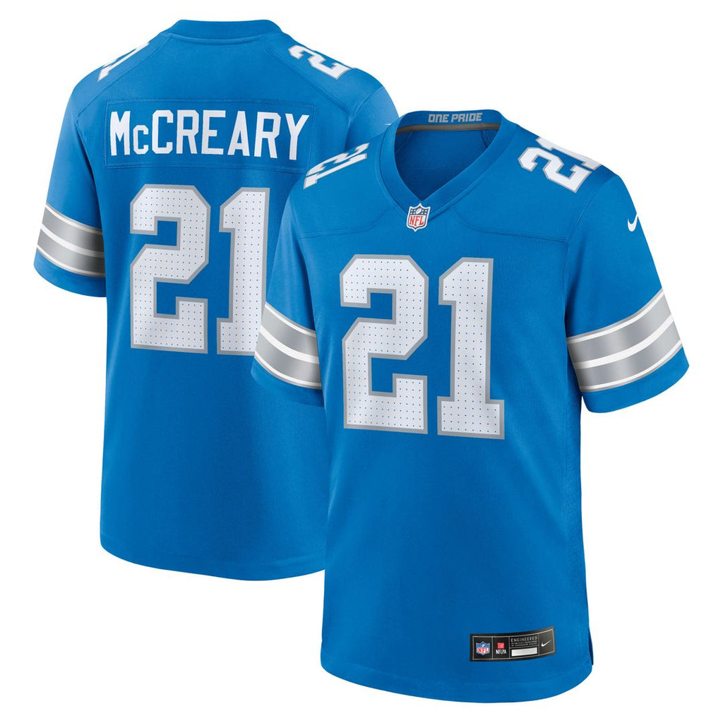 Men's Nike Detroit Lions Roger McCreary Blue Team Game NFL Jersey